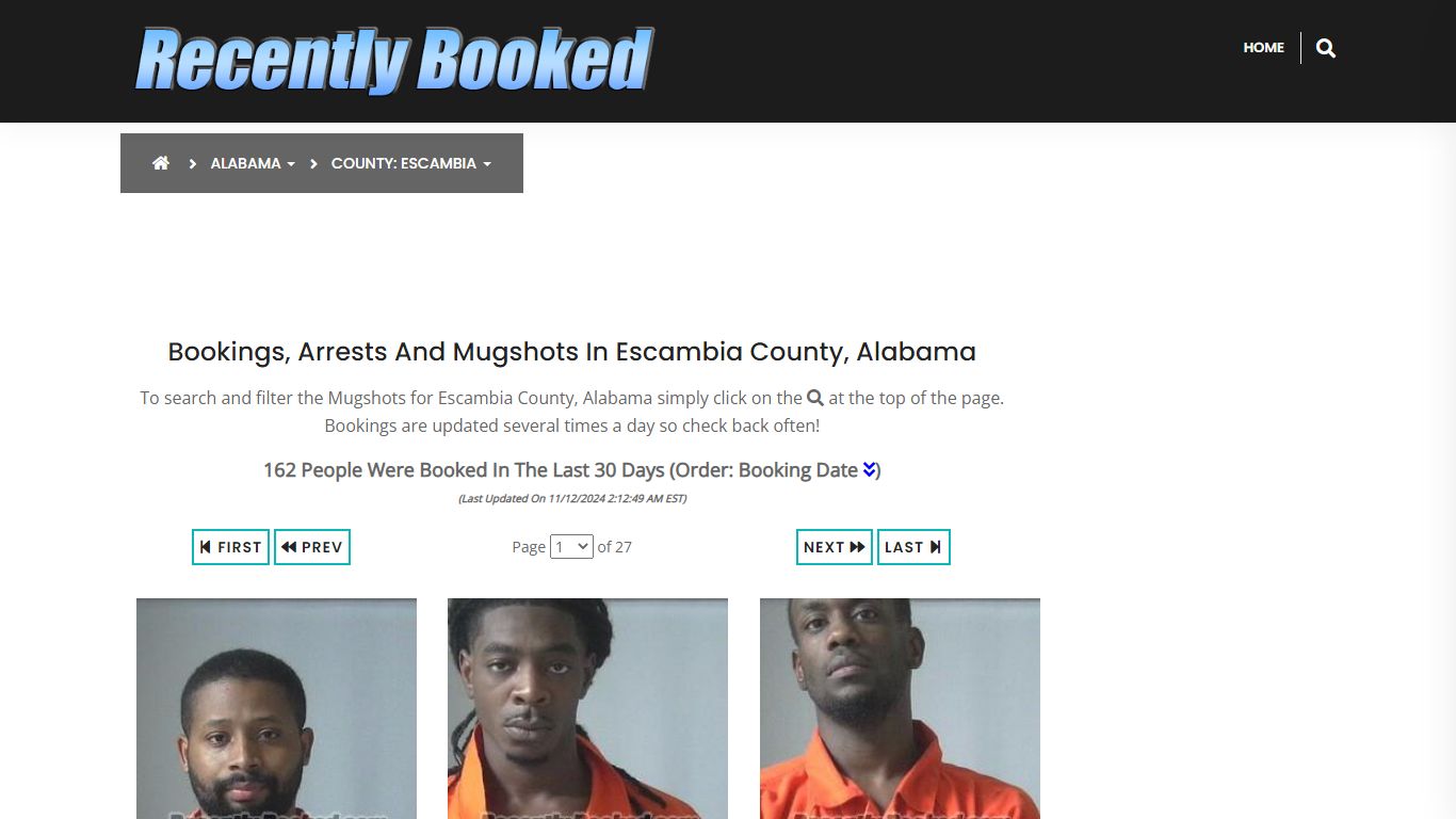 Bookings, Arrests and Mugshots in Escambia County, Alabama