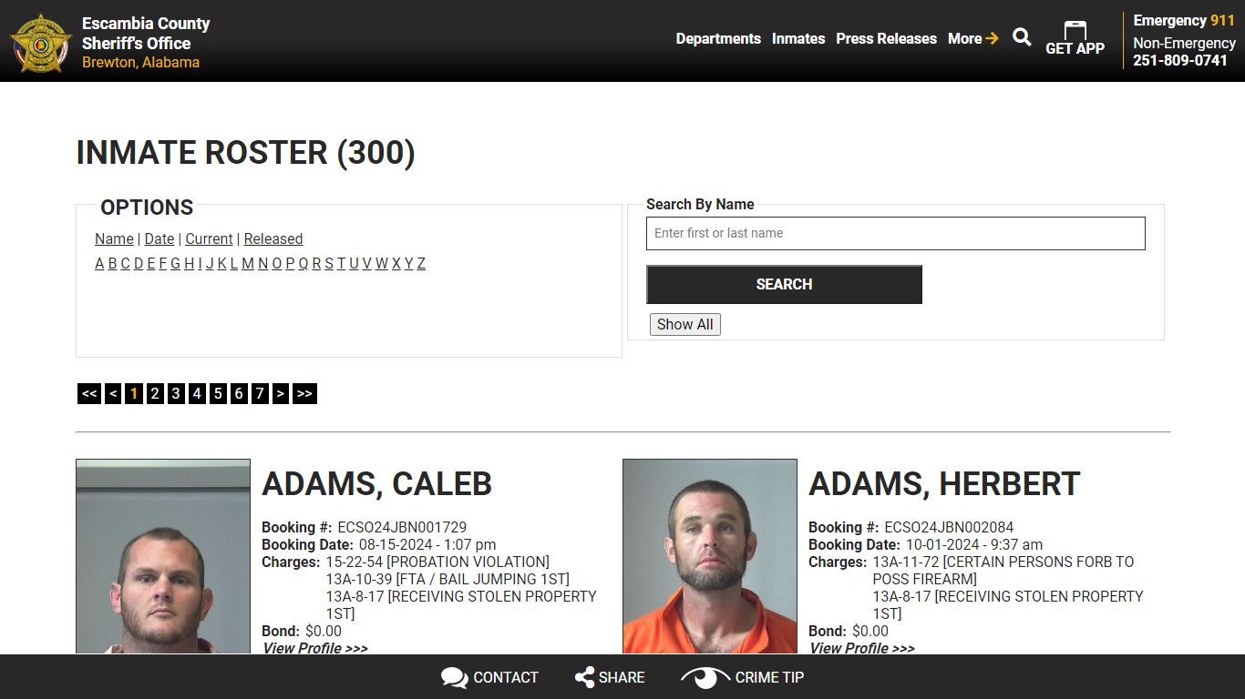 Inmate Roster - Current Inmates - Escambia County Sheriff, AL