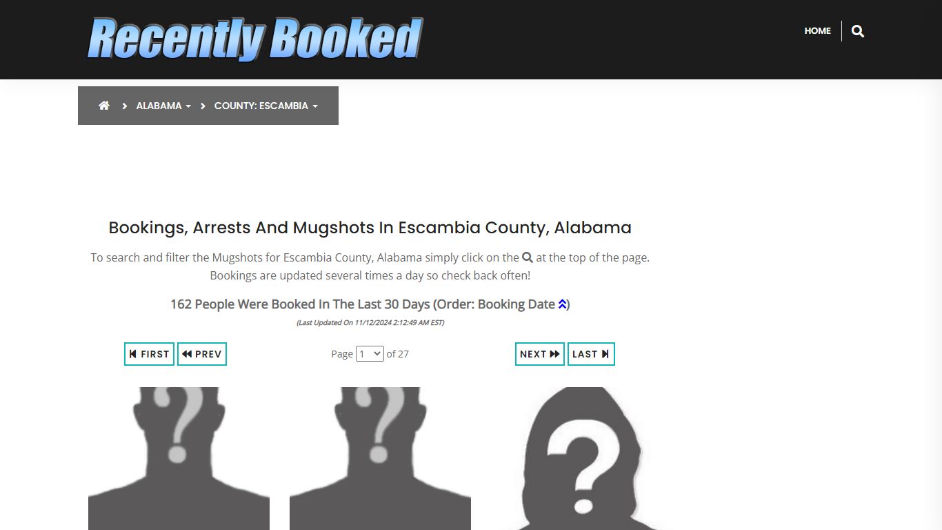 Bookings, Arrests and Mugshots in Escambia County, Alabama