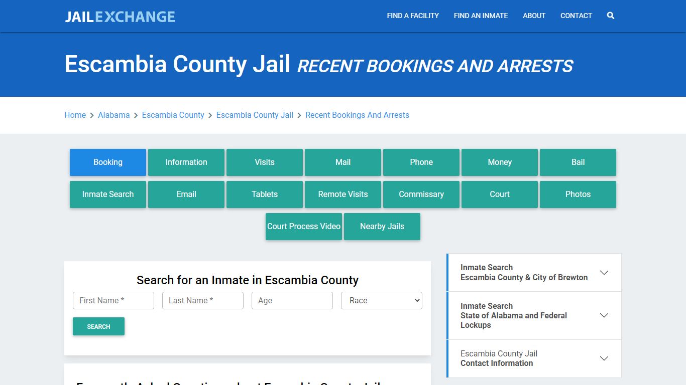 Escambia County Jail AL Recent Arrests and Bookings - Jail Exchange